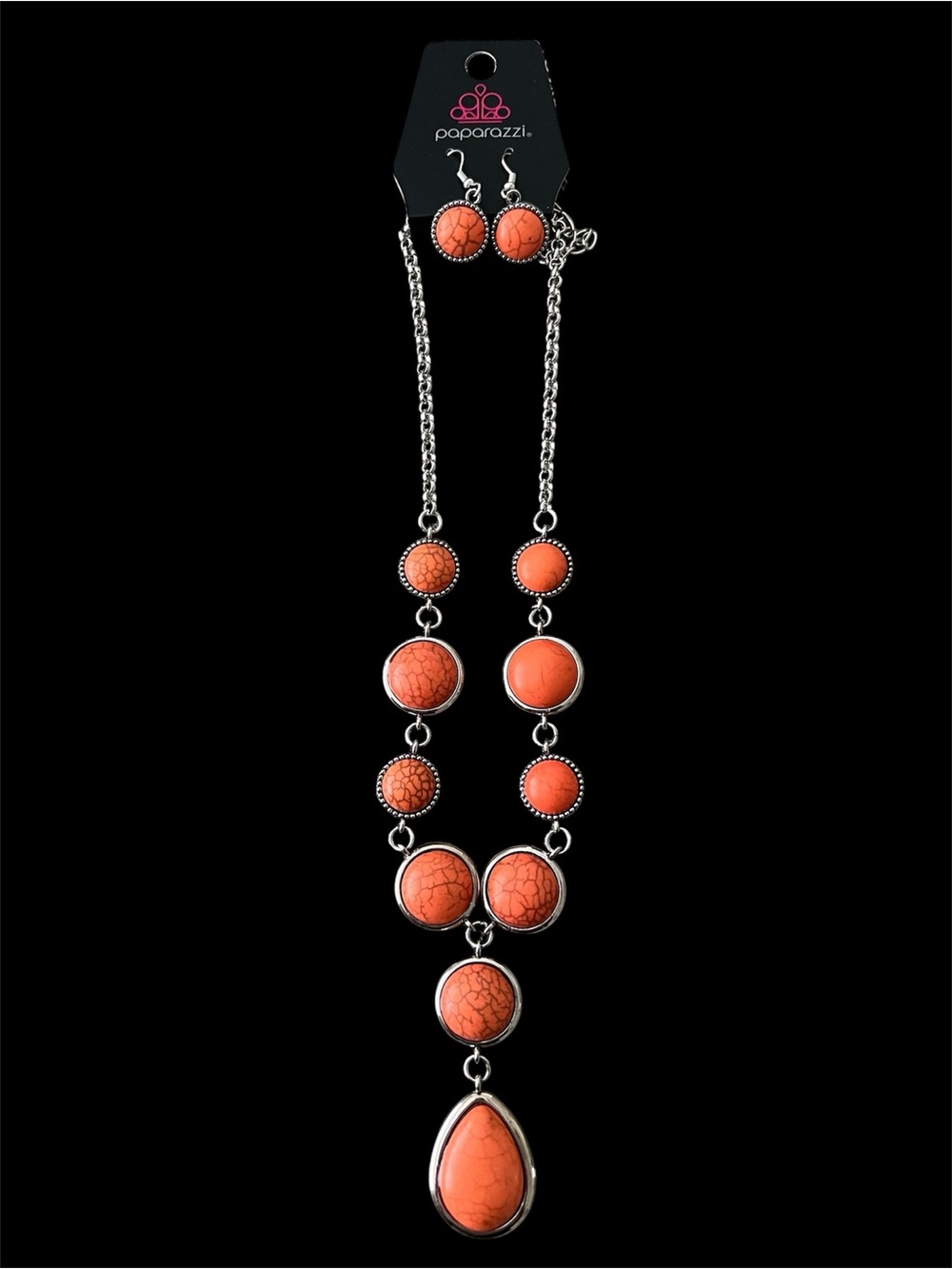 paparazzi Terrestrial Trailblazer Orange Necklace and Earring Set